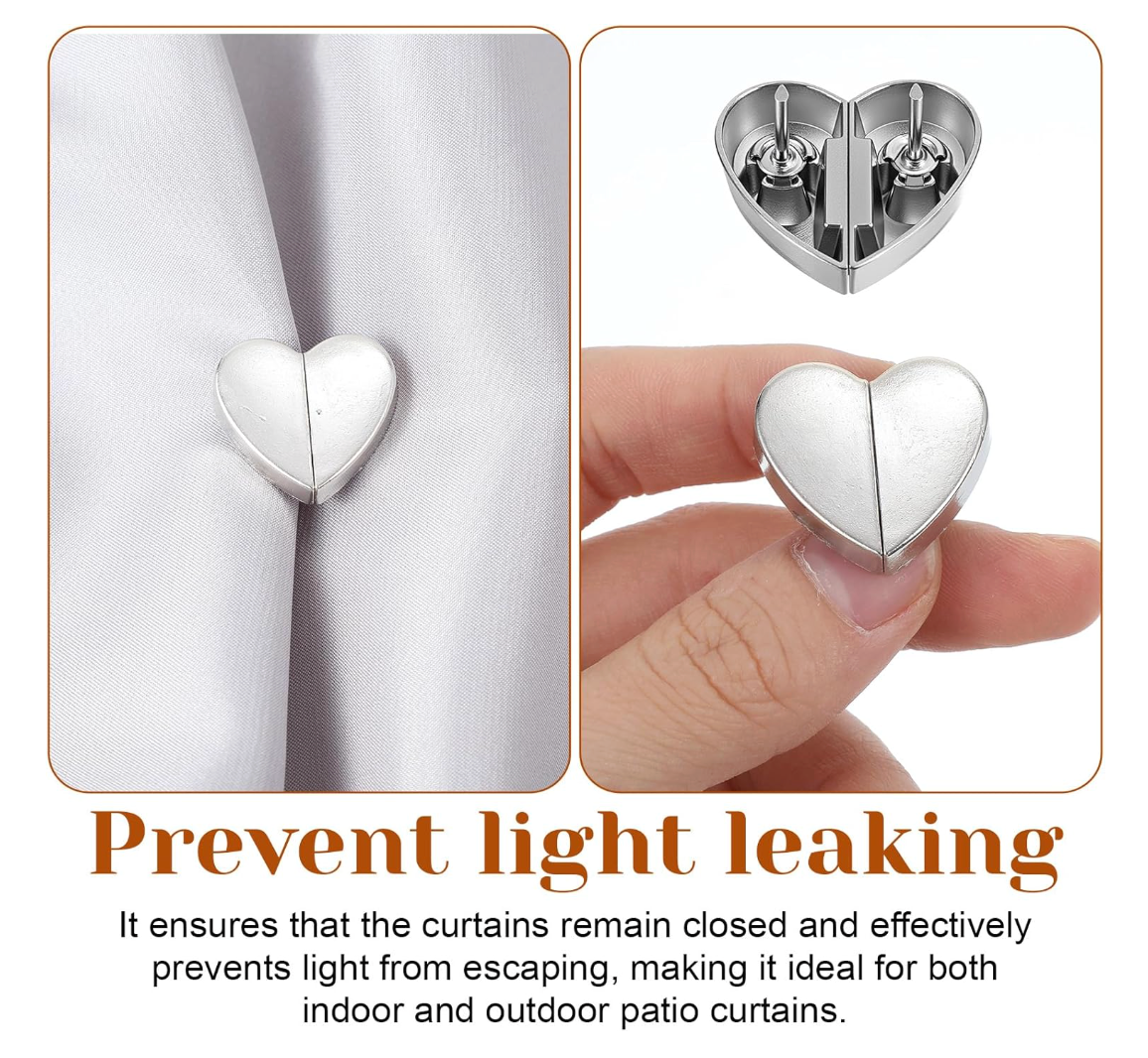 Heart-Shaped Detachable Magnetic Curtain Clips (Pack of 5)