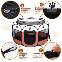 Foldable Octagonal Pet Enclosure Tent Portable Pop-Up Breathable Mesh House Shelter Cattery for Cats Dogs and Small Animals