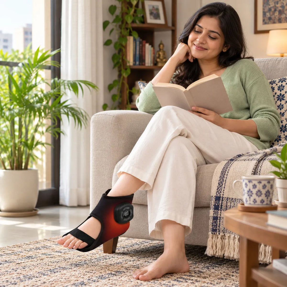 FootEase 3-in-1 Electric Heated Ankle, Foot Compression & Massager