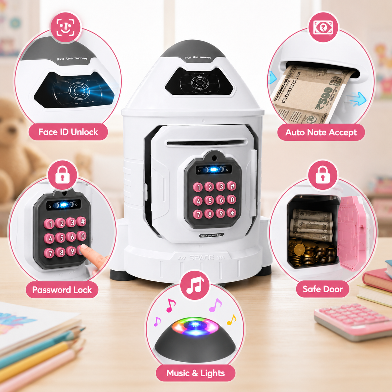 Early Development Electronic Piggy Bank With Simulated Face Recognition