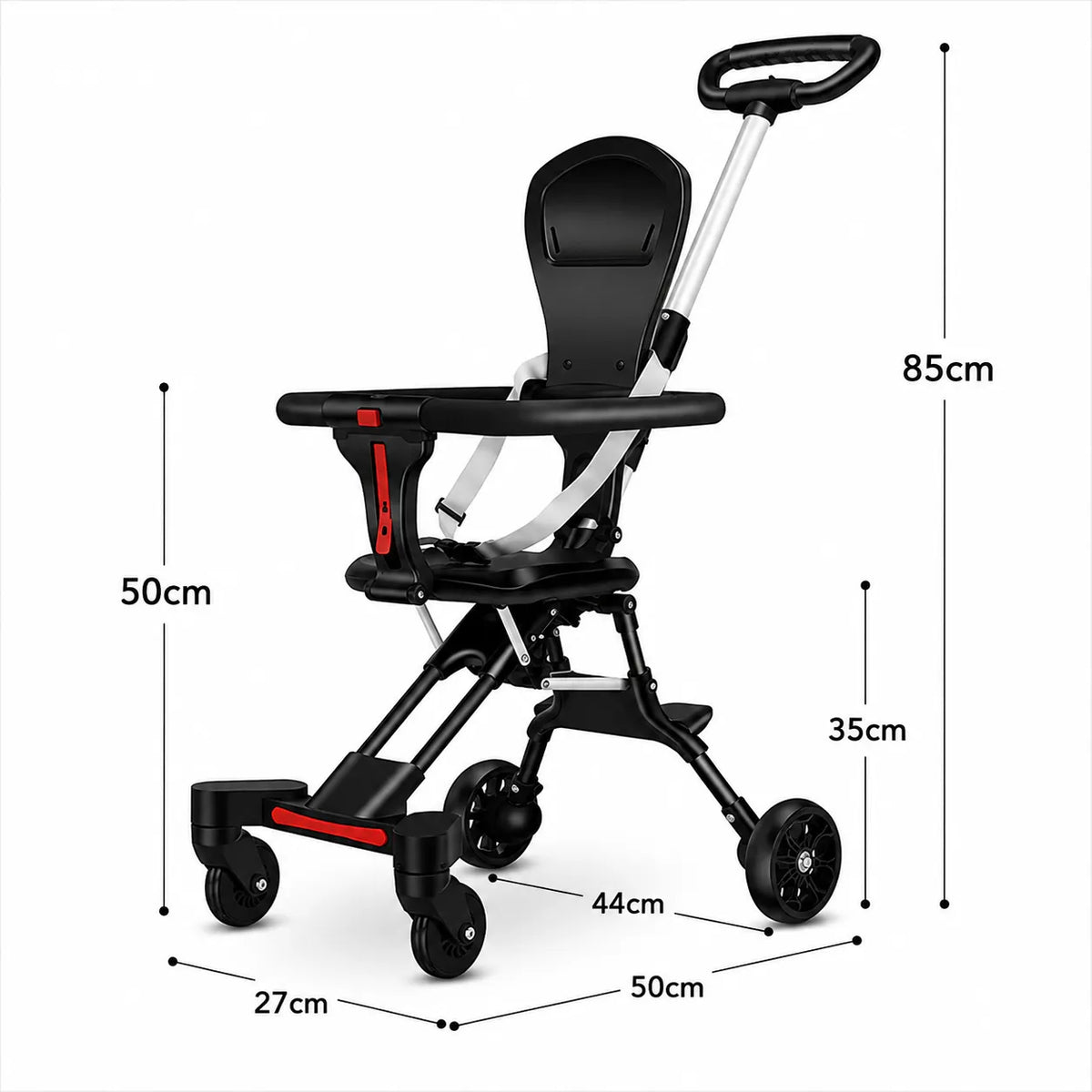 Ultra-Light Portable Baby Stroller with Push Handle, 4 Wheels & Portable Travel Buggy
