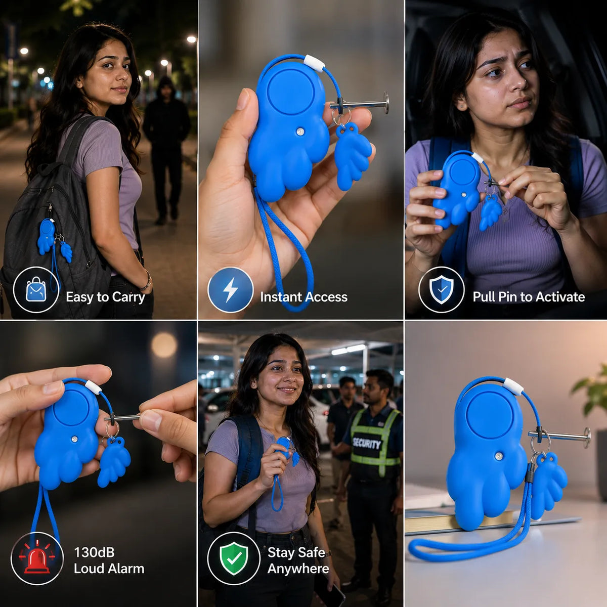 Emergency Self-Defense Safety Alarm Keychain for Women, Children, and Elderly