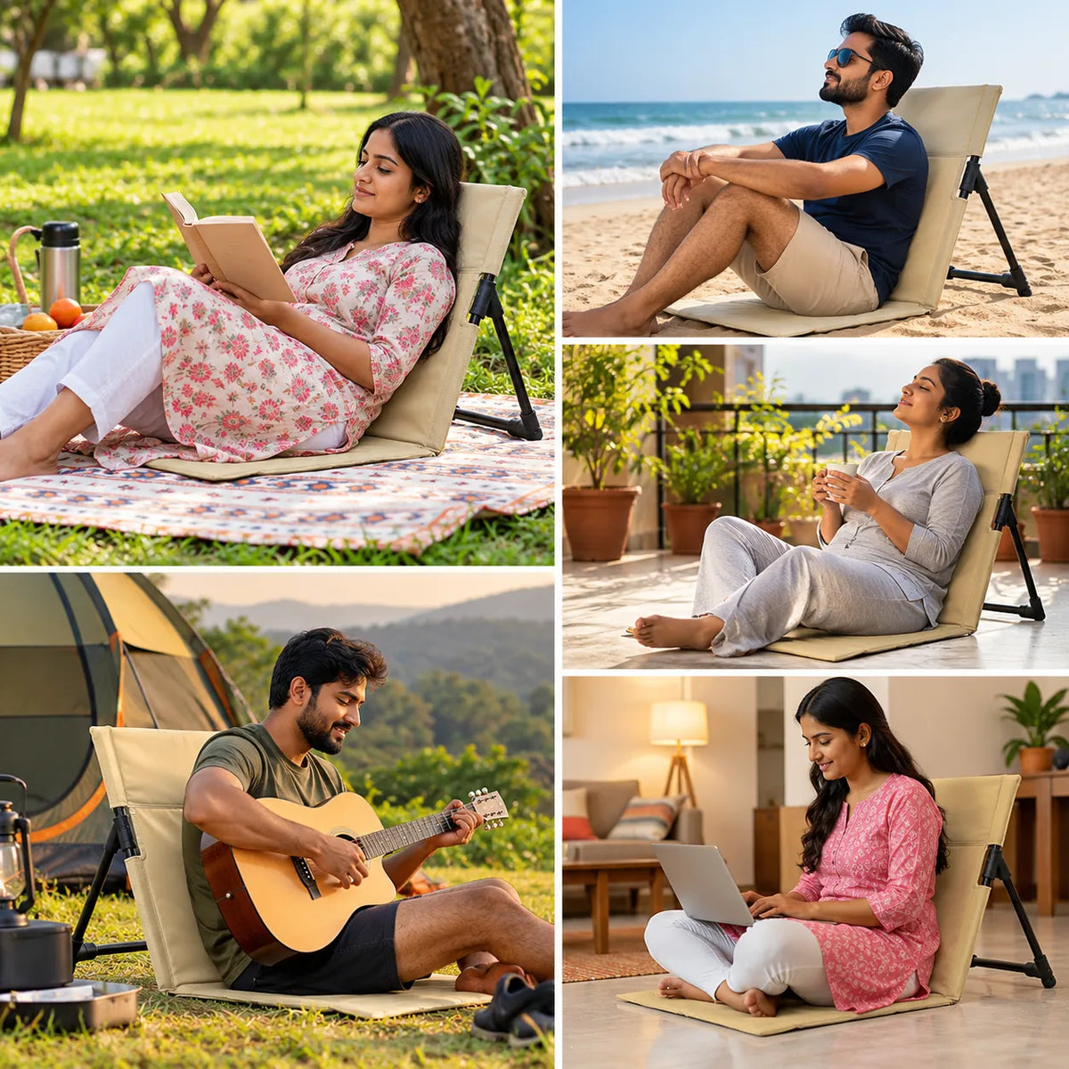 Adjustable Reclining Chair For Beach, Park, Picnic, Camping, Lawn or Terrace