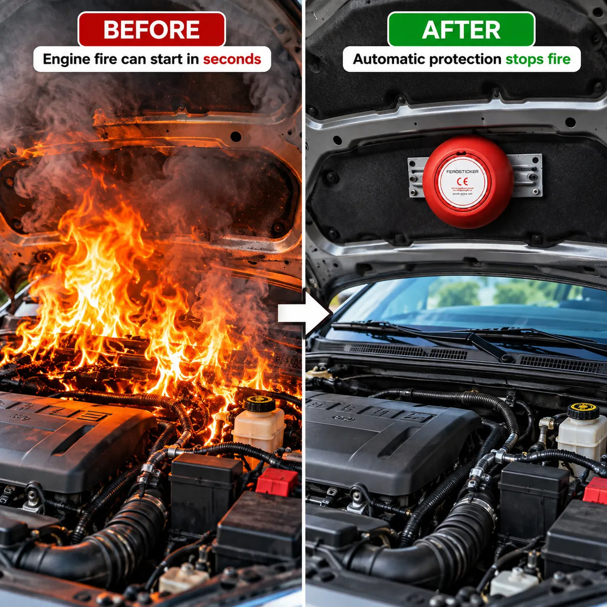 Automatic Aerosol Fire Protection System For large battery banks, engine rooms, electrical cabinets, off-grid systems, boats, RVs & technical compartments