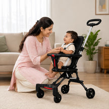 Ultra-Light Portable Baby Stroller with Push Handle, 4 Wheels & Portable Travel Buggy