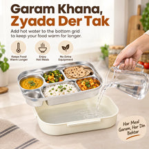Microwave-Safe Insulated Lunch Box with 5 Compartments Lunchable Food Container with Spoon & Chopsticks
