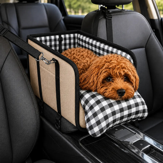 2-in-1 Pet Carrier & Console Seat Dog Car Seat for Small Dogs and Cats