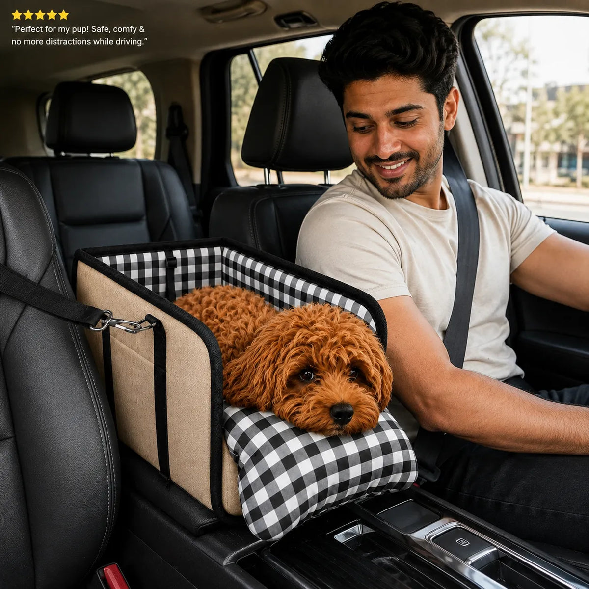 2-in-1 Pet Carrier & Console Seat Dog Car Seat for Small Dogs and Cats