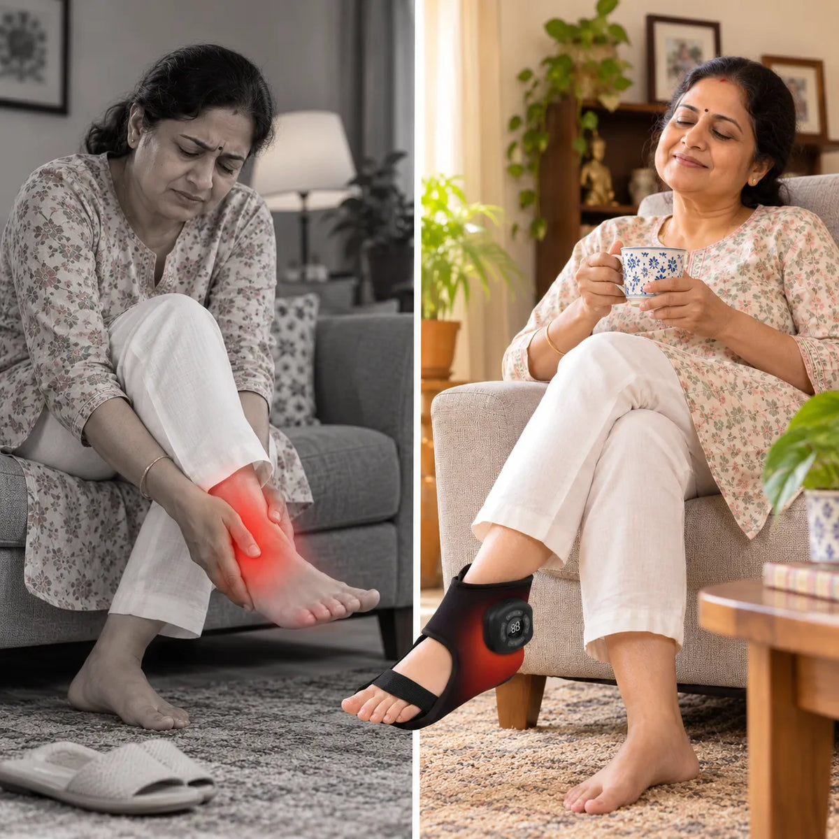 FootEase 3-in-1 Electric Heated Ankle, Foot Compression & Massager