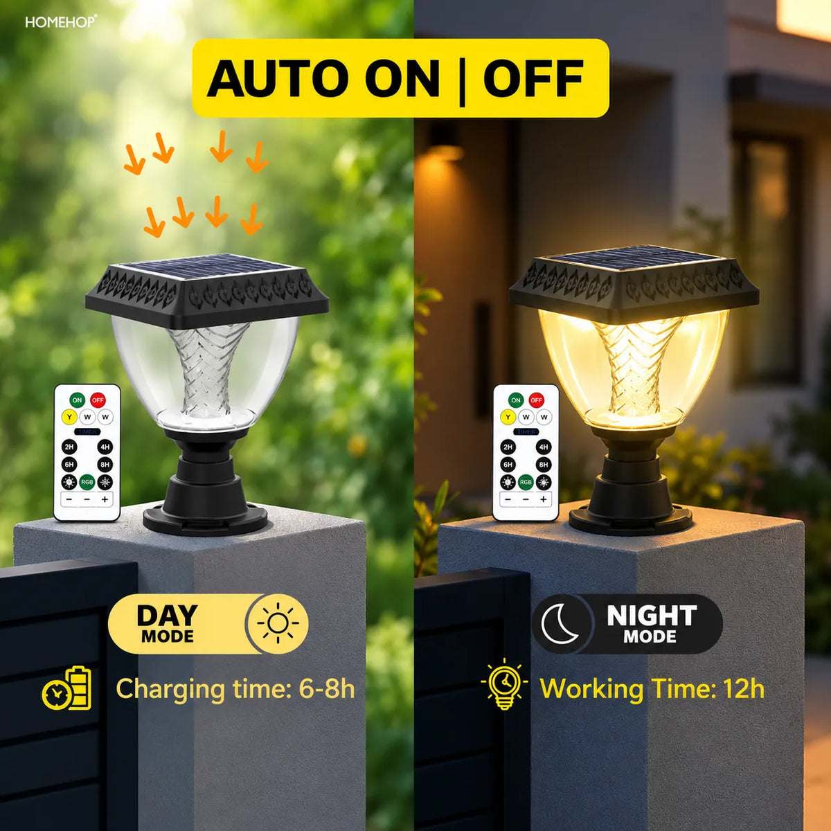 Solar Gate Light Wireless Decorative LED for Compound Wall Boundary, Patio, Landscape, Yard Uses, Multicolour