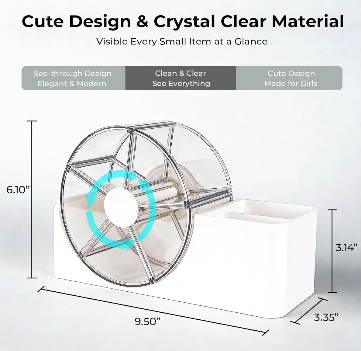 5-Section Rotating Hair Accessories Organizer