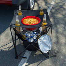 Portable Camping Table With Insulated Cooler for Outside, Fishing, Hiking, Tailgating