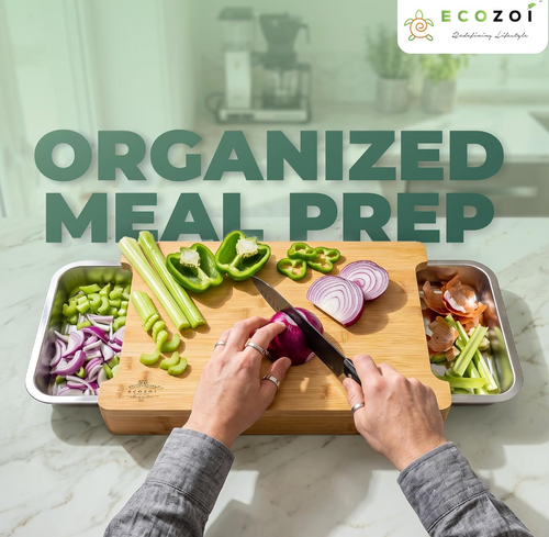 Chopping Board With Double Sided Slider Trays