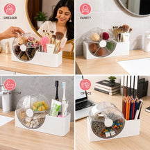 Accessories Organizer with 5-Section Rotating Case With 2-Slot For Dresser, Vanity, Bathroom, Bedroom & Office