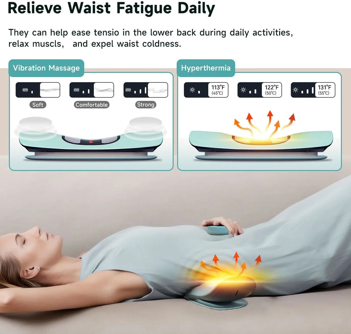 EMS Muscle Therapy Device with Heat & Vibration for Back Pain Relief ...