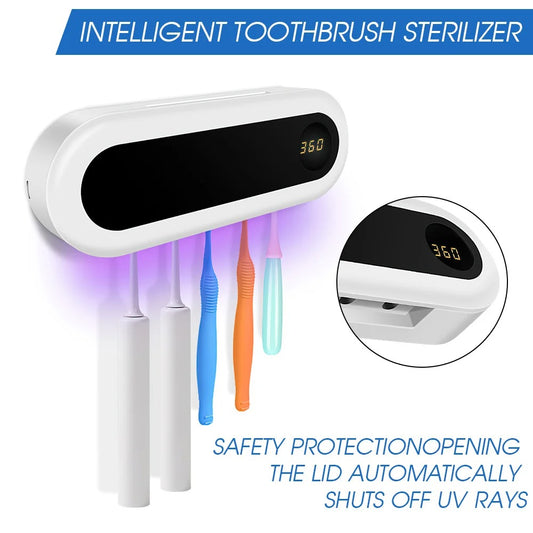 Smart UV Toothbrush Sterilizer with Auto Timer & Wall Mount Design