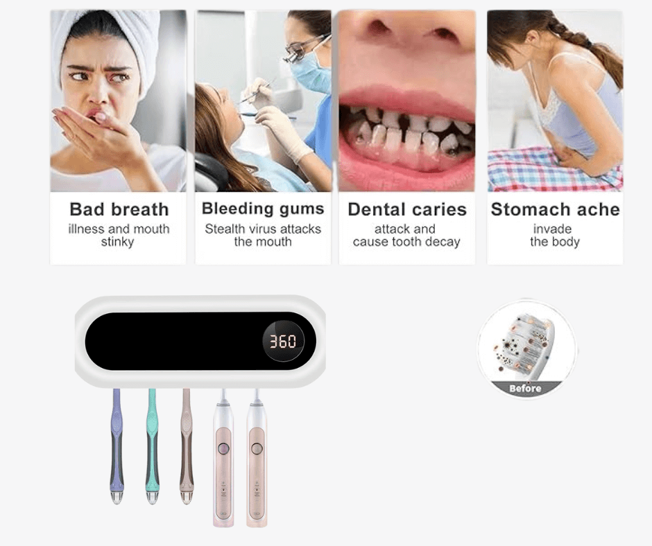 Smart UV Toothbrush Sterilizer with Auto Timer & Wall Mount Design