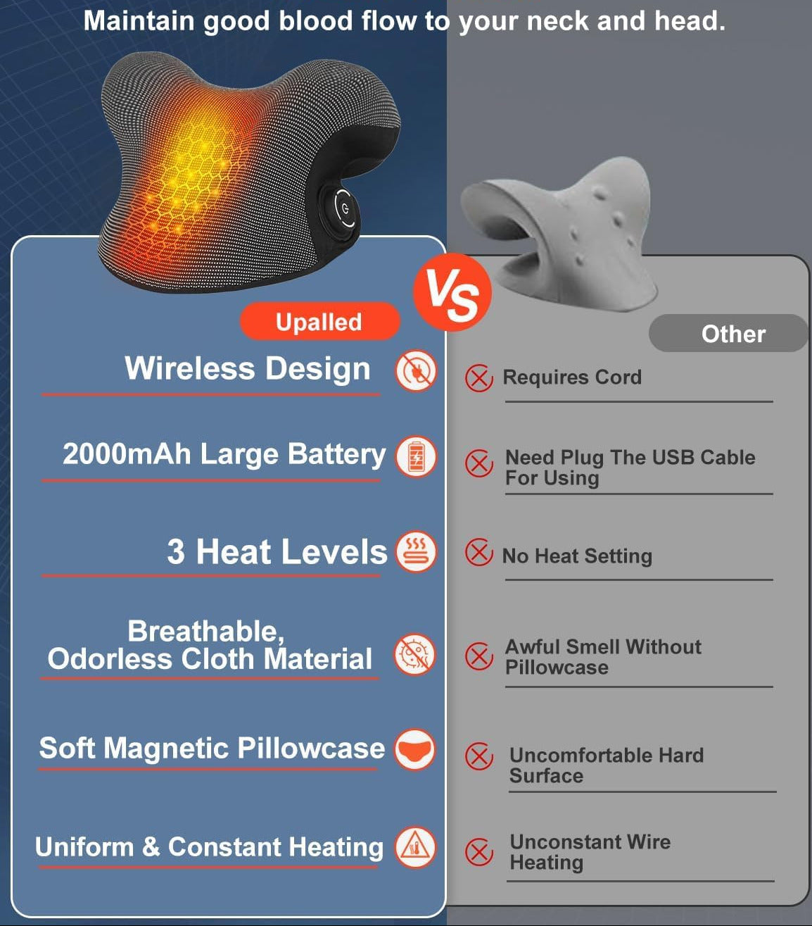 Wireless Heated Neck Stretcher & Pain Relief Pillow