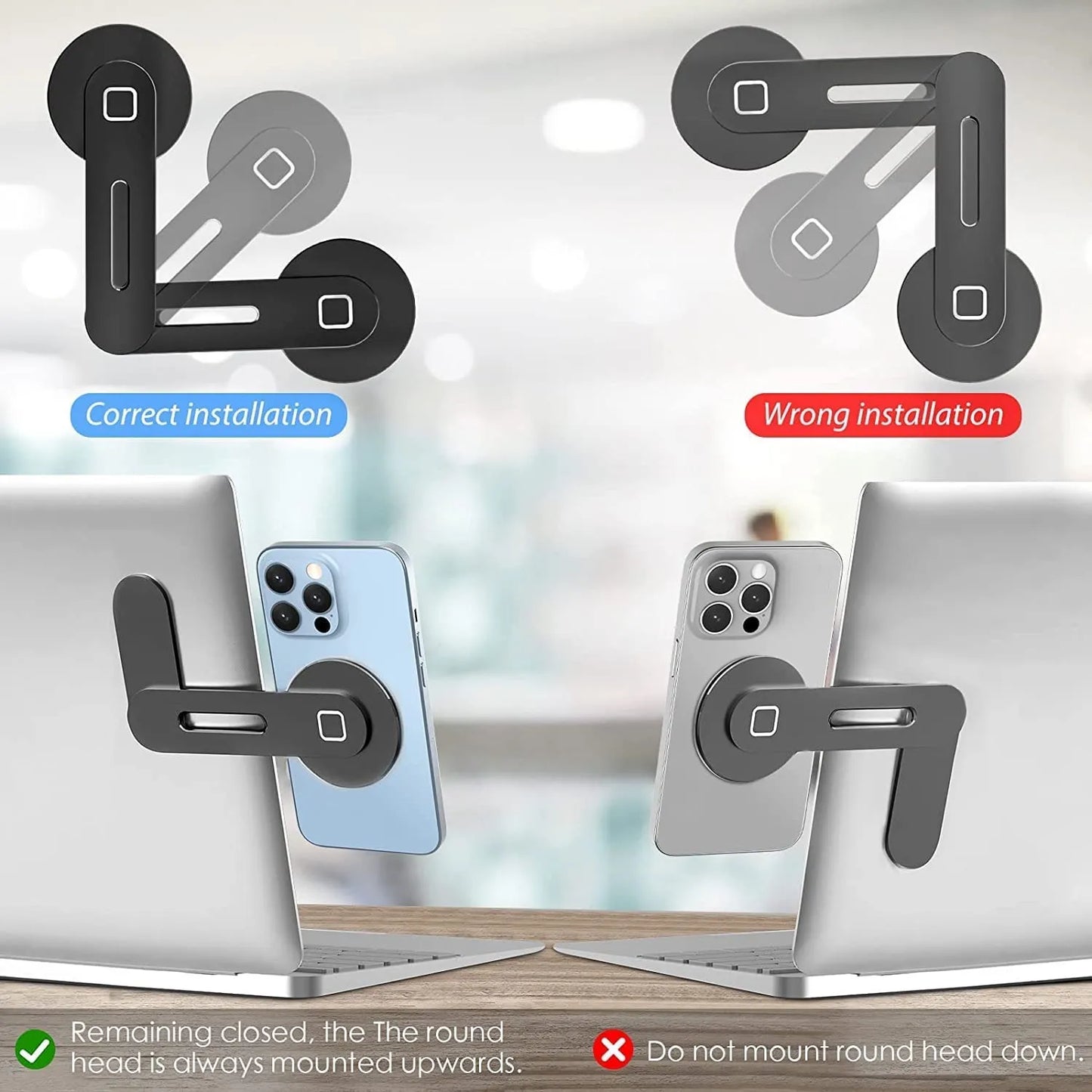 2-In-1 Magnetic Laptop and Desktop Side Phone Holder