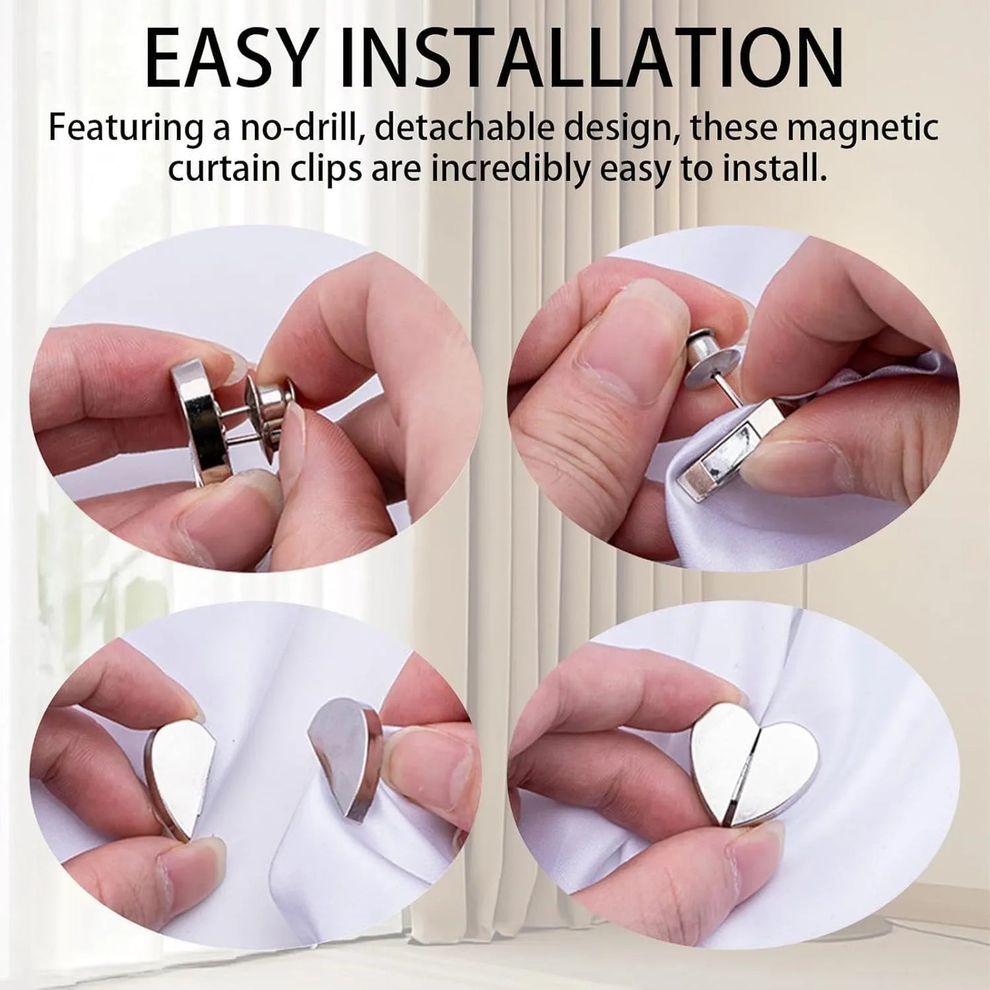Heart-Shaped Magnetic Curtain Clips