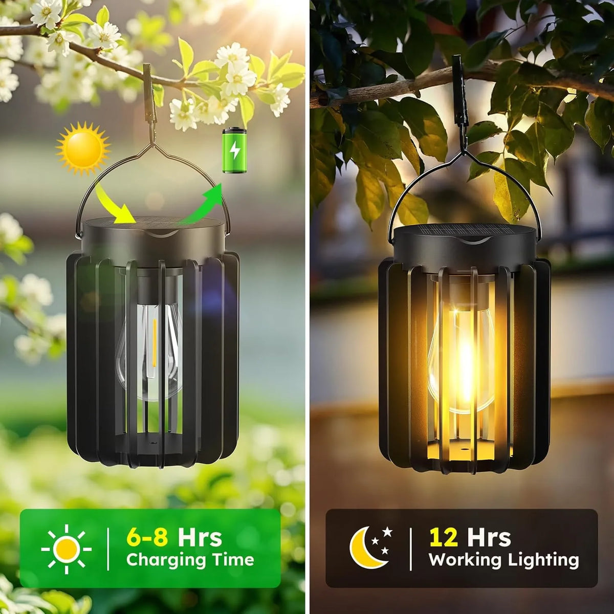 Solar Lanterns Outdoor Waterproof, Brighter Up to 12 Hrs