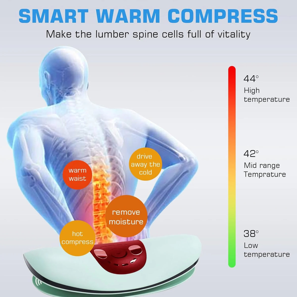 Heated Riva EMS Muscle Therapy Device with Heat & Vibration for Back Pain Relief ...