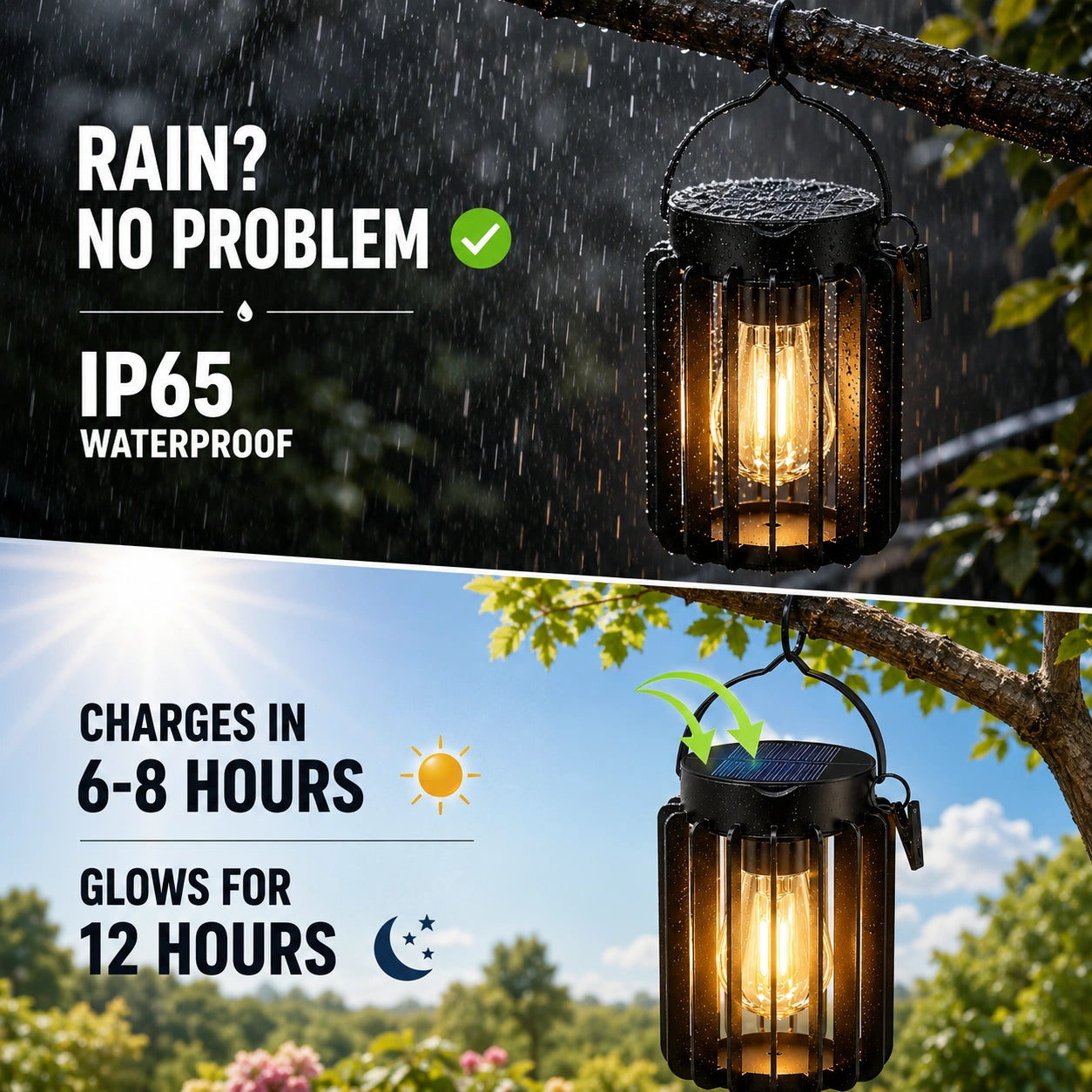 LED Solar Iron Basket Tungsten Lamp