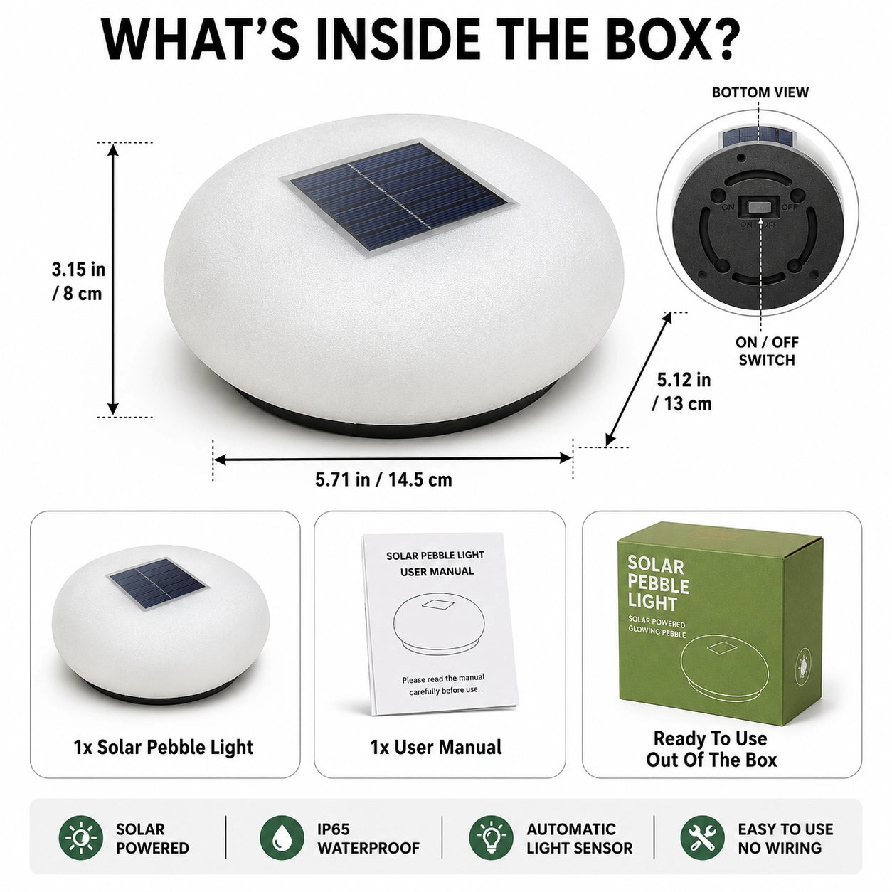 Solar Powered Glowing Pebble Lights
