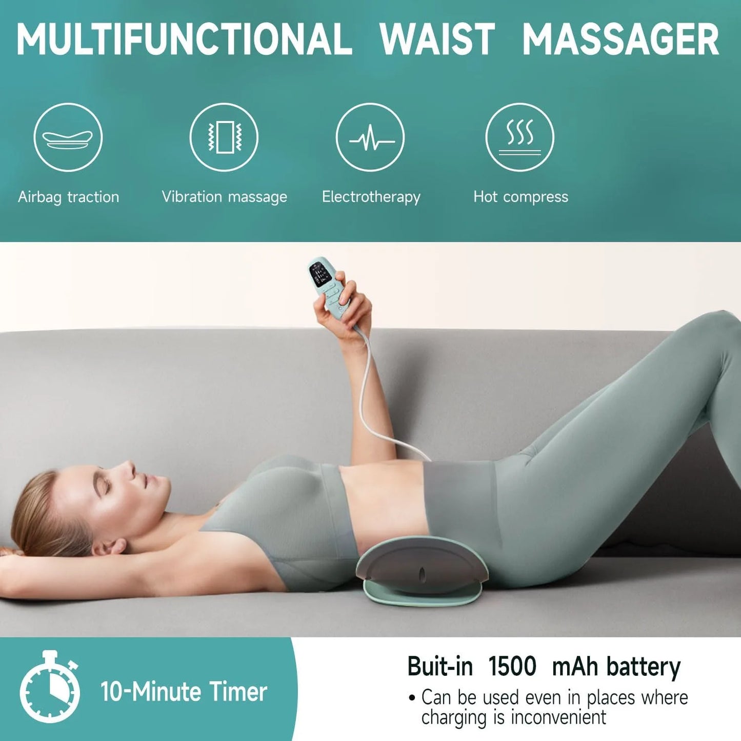 EMS Muscle Therapy Device with Heat & Vibration for Back Pain Relief